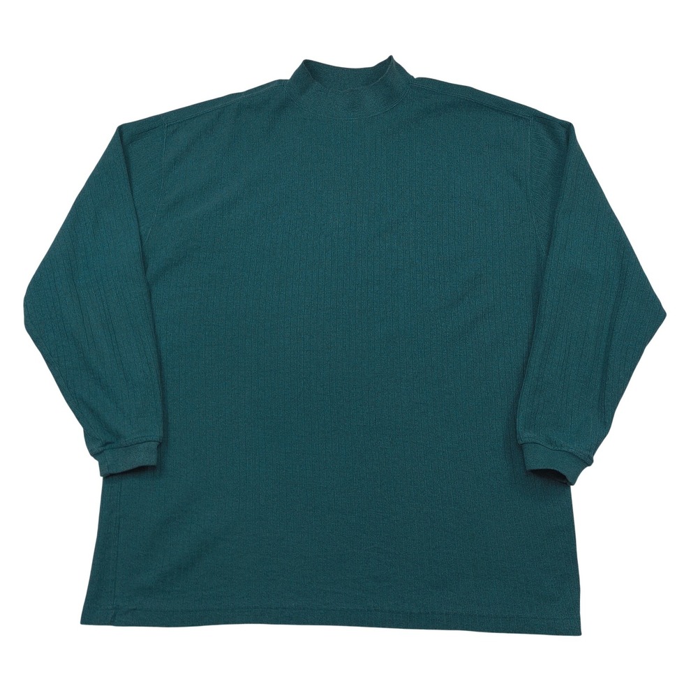 Chesterfield Since 1968 Mens XL Mock Neck Long Sleeve Shirt Teal Green Textured